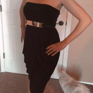 Black Golden Bar Sleeveless Dress